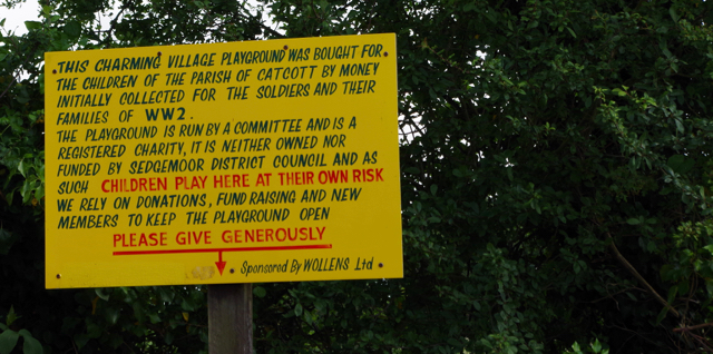 Catcott Playing Field sign